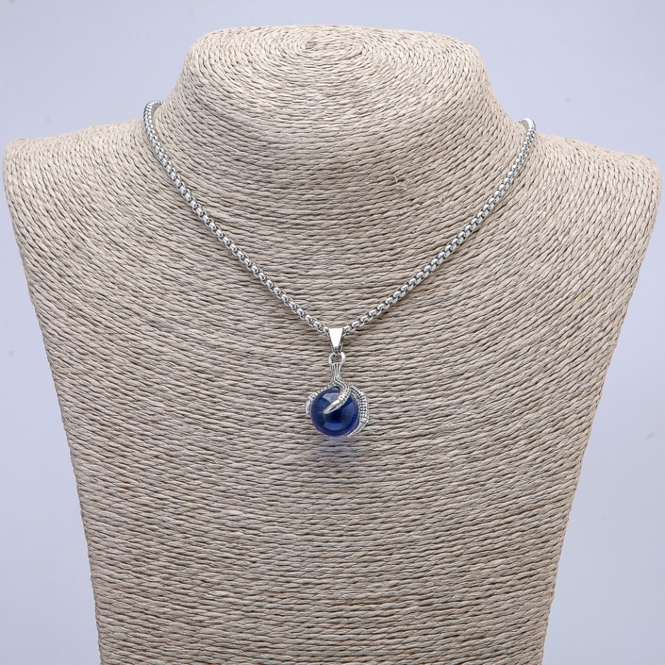 Кулон "Шар в лапі" 35х17мм на ланцюжку, довжина 70см + - сріблястий метал