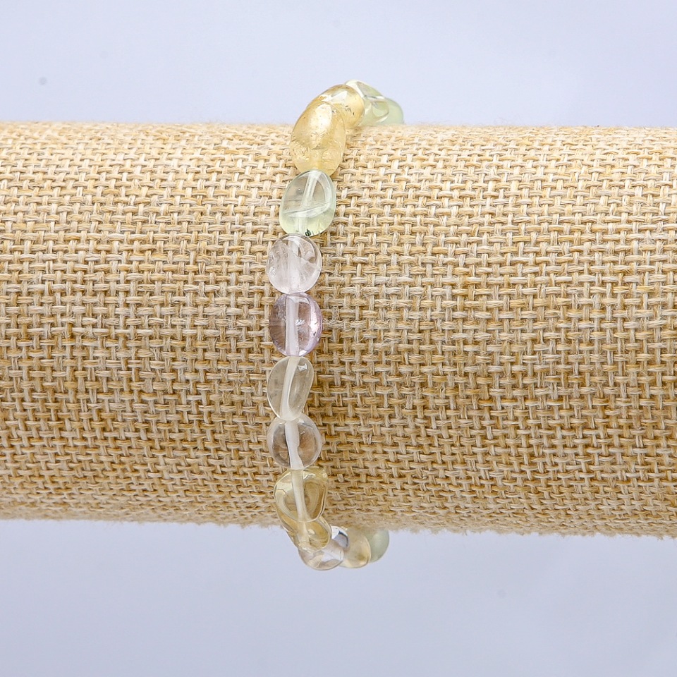 Elastic Bracelet with Assorted Tumbled Stones, 8x6 mm diameter +