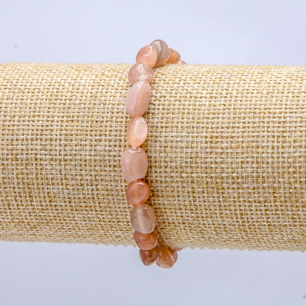 Elastic bracelet with natural selenite, tumbled beads, 10x6 mm