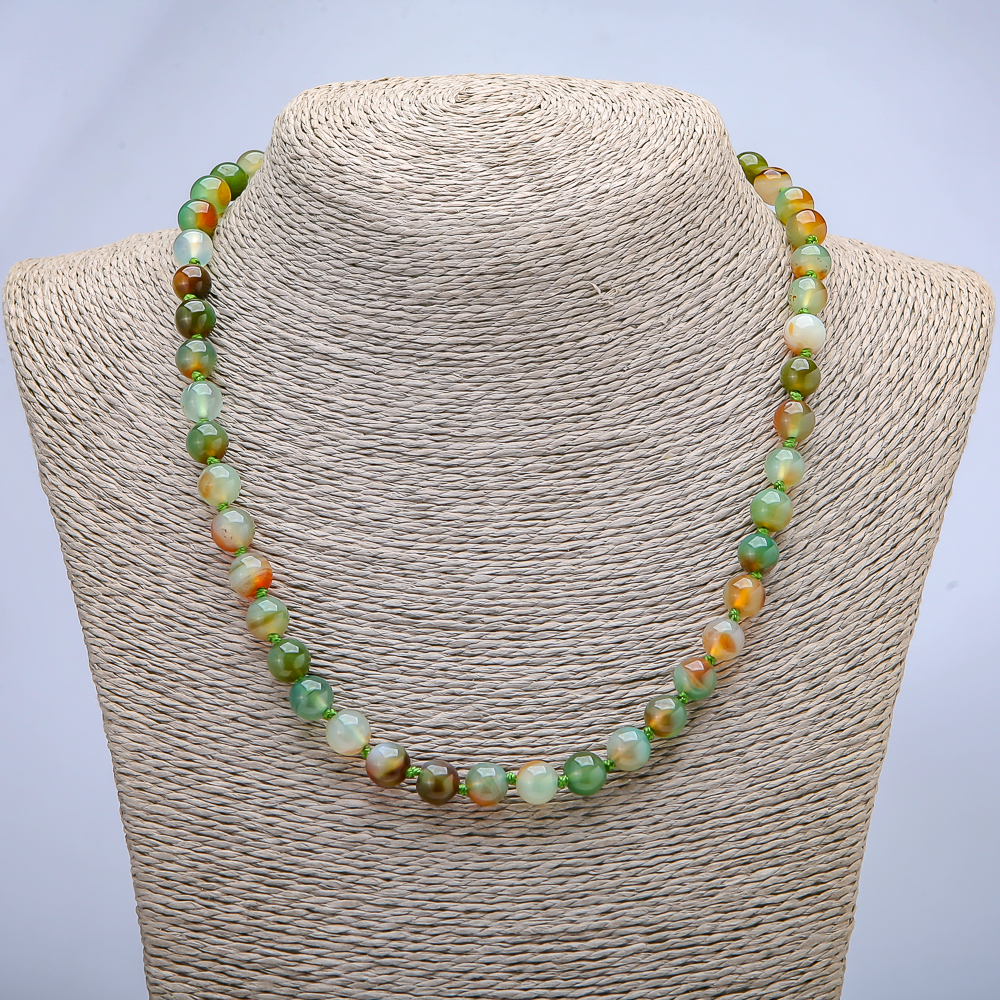 Necklace Brazilian Agate Smooth Bead, 8mm Diameter, 45cm+