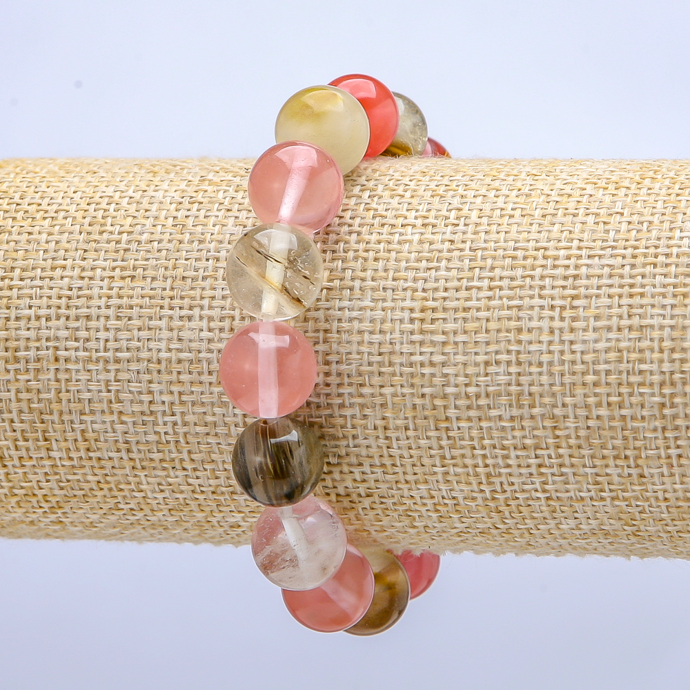 Elastic bracelet with natural chalcedony beads, assorted beads, diameter 12 mm (±), length 18 cm+