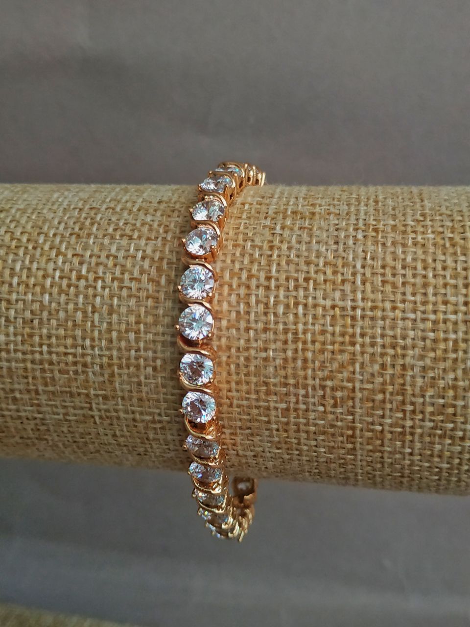 Bracelet Xuping 18K Gold Plating with White Crystals, Length 18 cm, Thickness 6 mm +