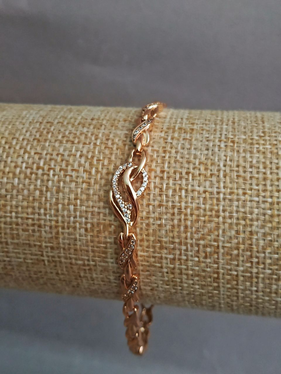 Bracelet Xuping 18K Gold Plating with White Crystals, Length 17-19 cm, Thickness 4.6 mm +