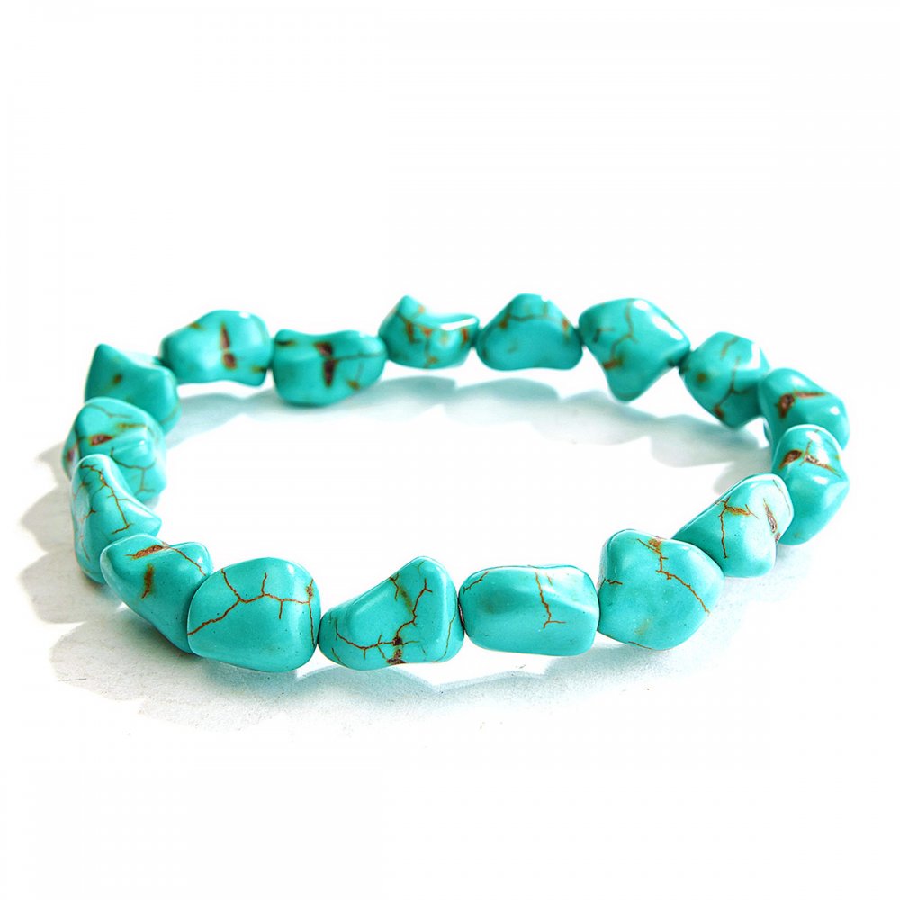 Браслет на резинці зелена Бірюза з прожилками "галтування"