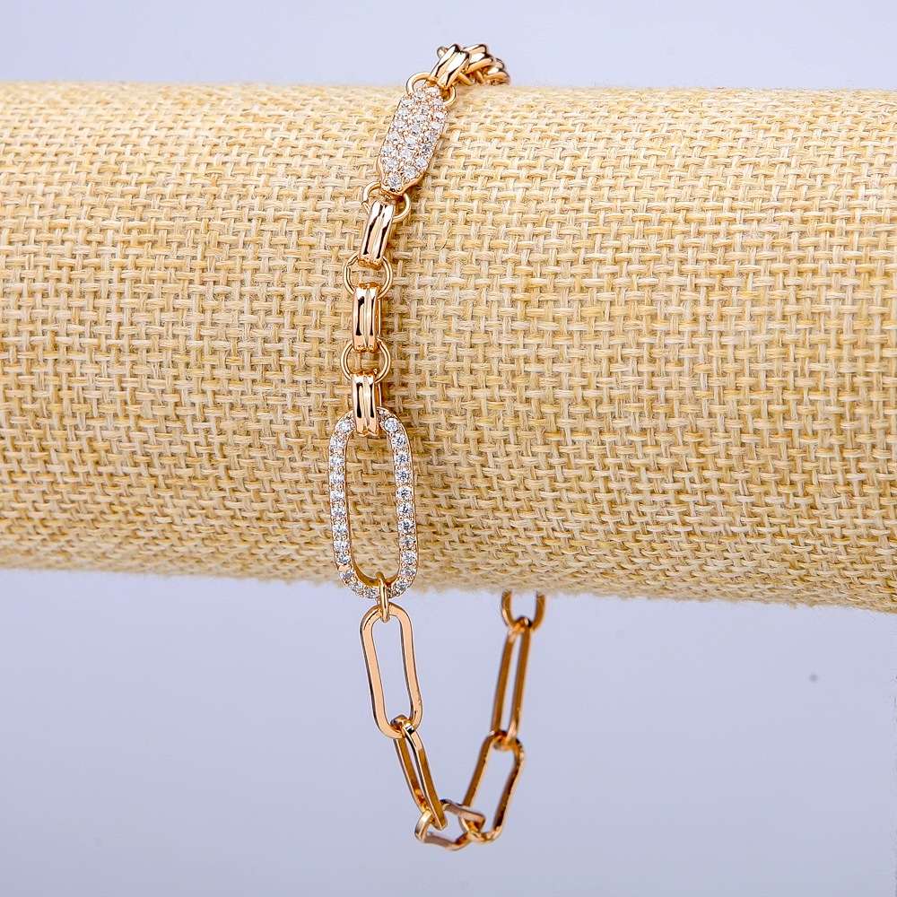 Xuping Bracelet 18K Gold Plating with White Crystals