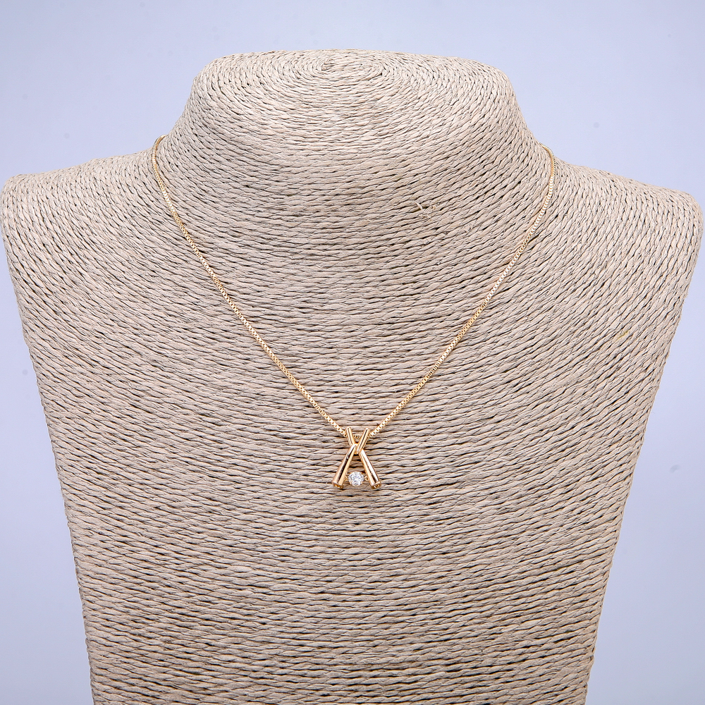 Xuping 18K Gold-Plated Chain with Pendant, 1.2 mm Thick, 44 cm Long