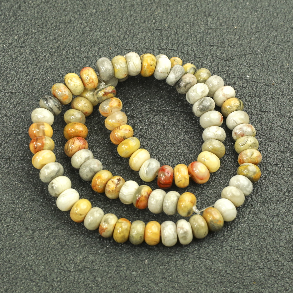 Beads on a string of natural stone Imperial Jasper, smooth rondel, 8x5 mm diameter + -, length 40 cm +