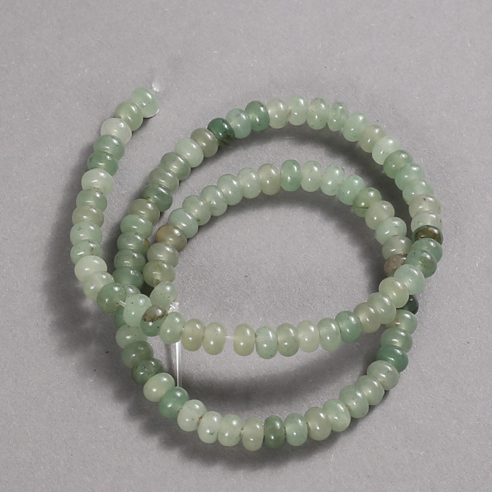 Beads on a string of natural jade smooth rondelle, diameter 6x4mm, length 39cm