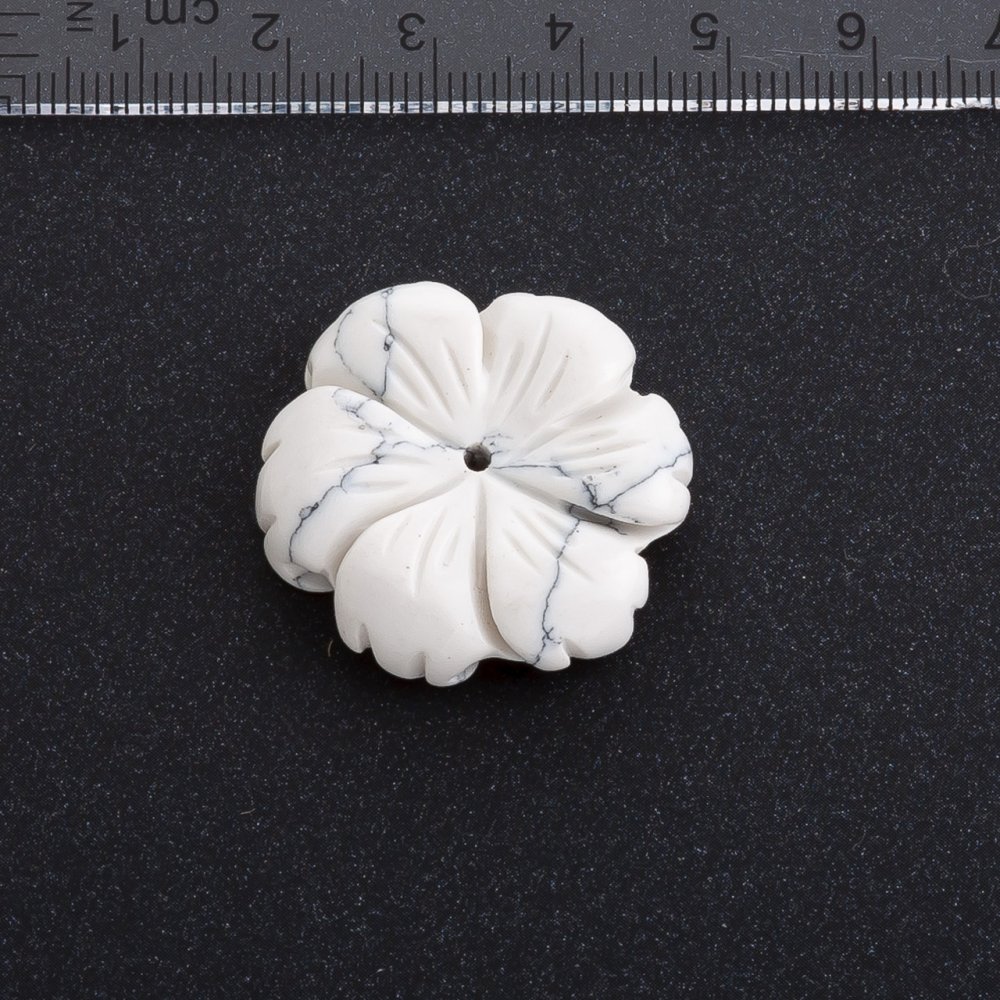 Flower Findings with Chalcedony, natural stone, 29mm diameter