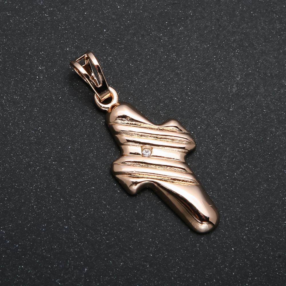 Xuping 18K Gold-Plated Cross Pendant with White Rhinestone, 35x14 mm +