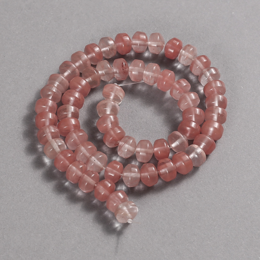 Beads on a strand of natural chalcedony, smooth rondel, 9x7 mm diameter, 39 cm length