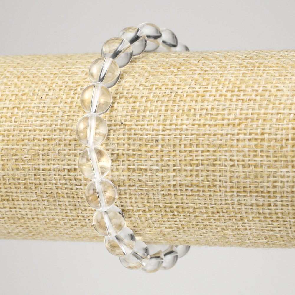 Elastic bracelet with rock crystal, smooth bead, 8 mm diameter+