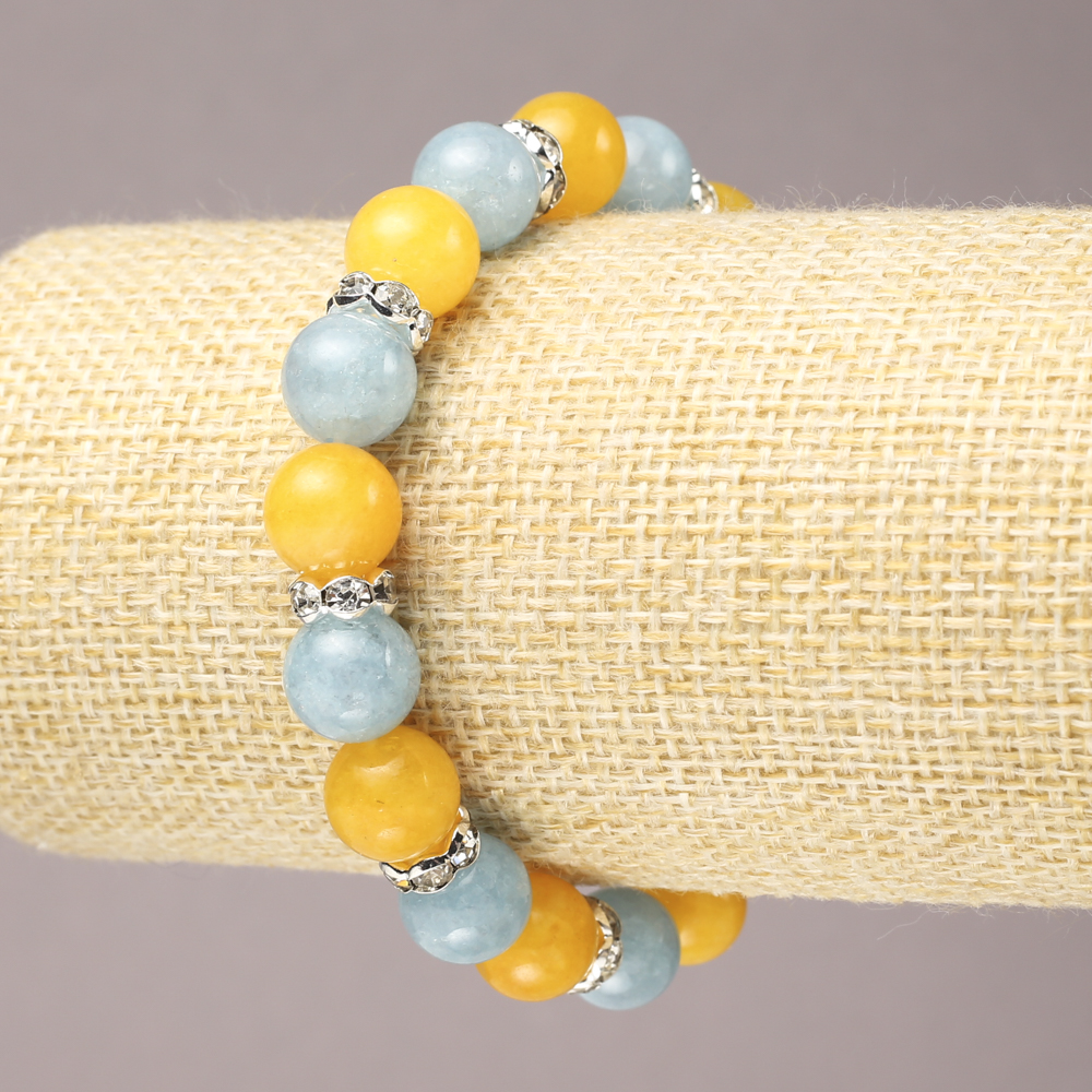 Elastic Bracelet with Aquamarine and Citrine