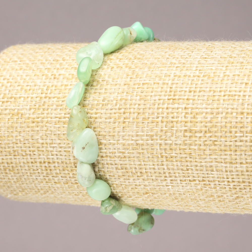 Elastic chrysoprase bracelet, tumbled, diameter 8x10mm+