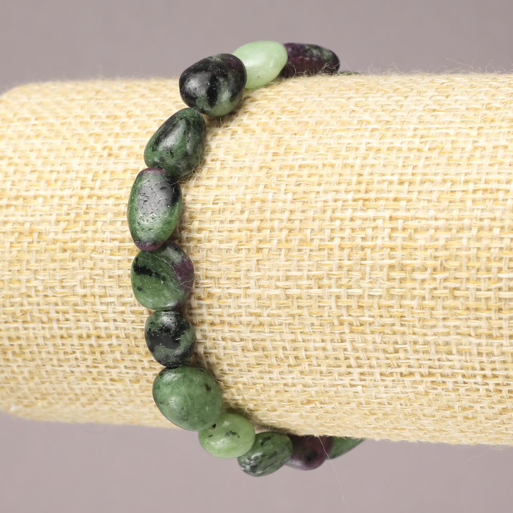 Elastic bracelet made of natural zoisite, tumbled, diameter 10x8 mm+