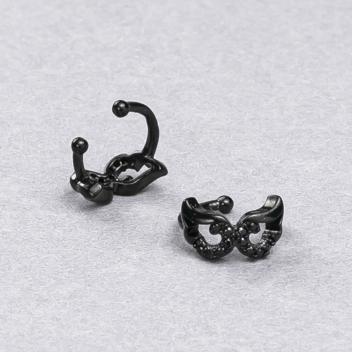 Kaf Xuping Black Rhodium with black crystals 6x10mm +