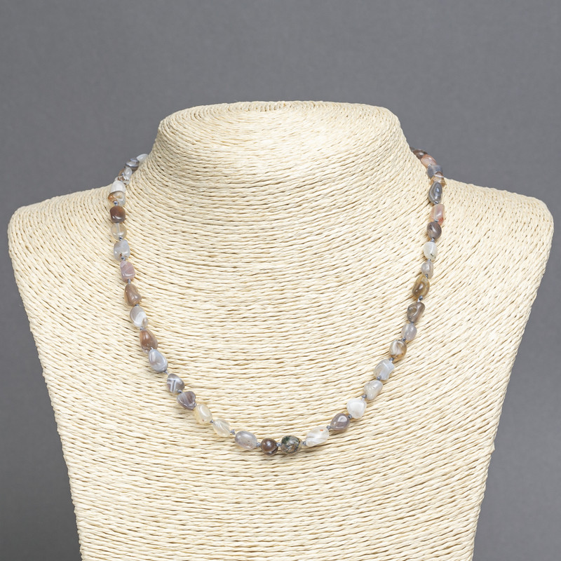Faceted Botswana agate beads necklace, diameter 8x6 mm, length about 45 cm