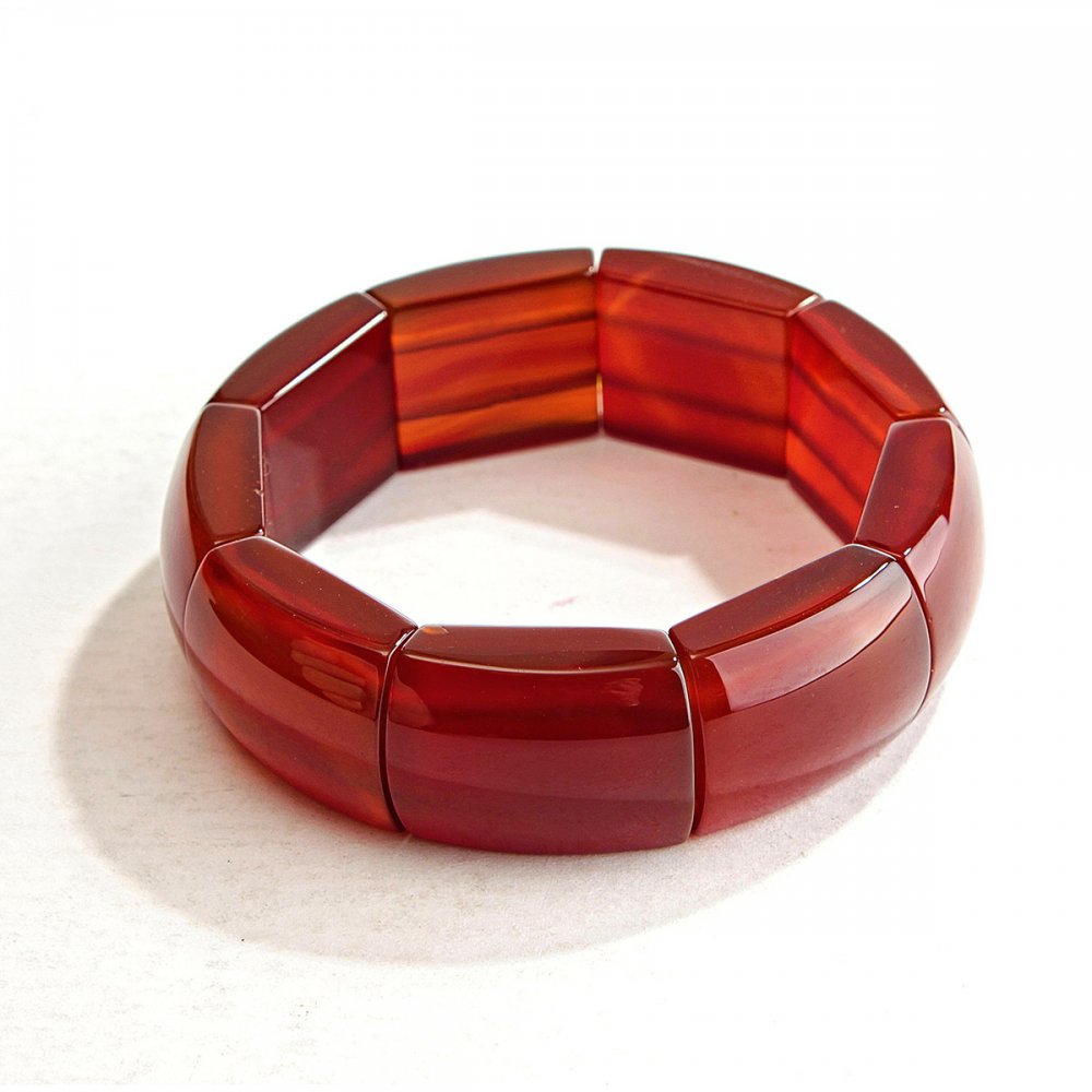 Elastic Carnelian Bracelet with Rectangular Stones