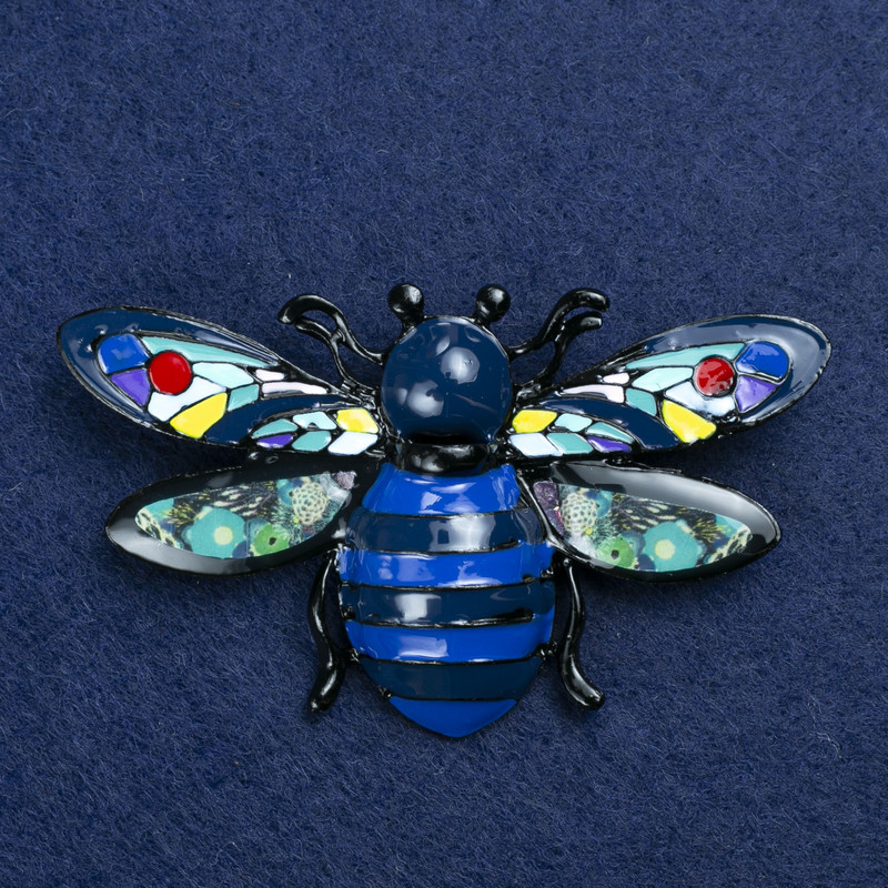 Beetle Brooch in Silvery Metal and Enamel 70x42mm +