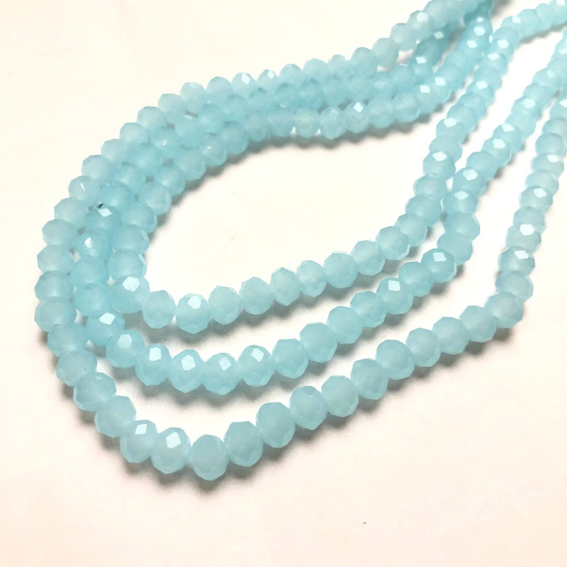 Beads Czech Crystal on Thread Pale Lilac Matte Faceted Rondelle, Diameter 6x4.5 mm + -, Length 38-40 cm +