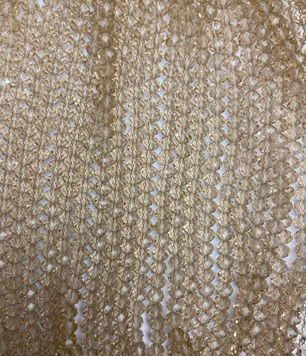 Amber Czech Crystal Beads on Beading Thread, Transparent Faceted Rondelle, 6x5 mm, Length 40 cm