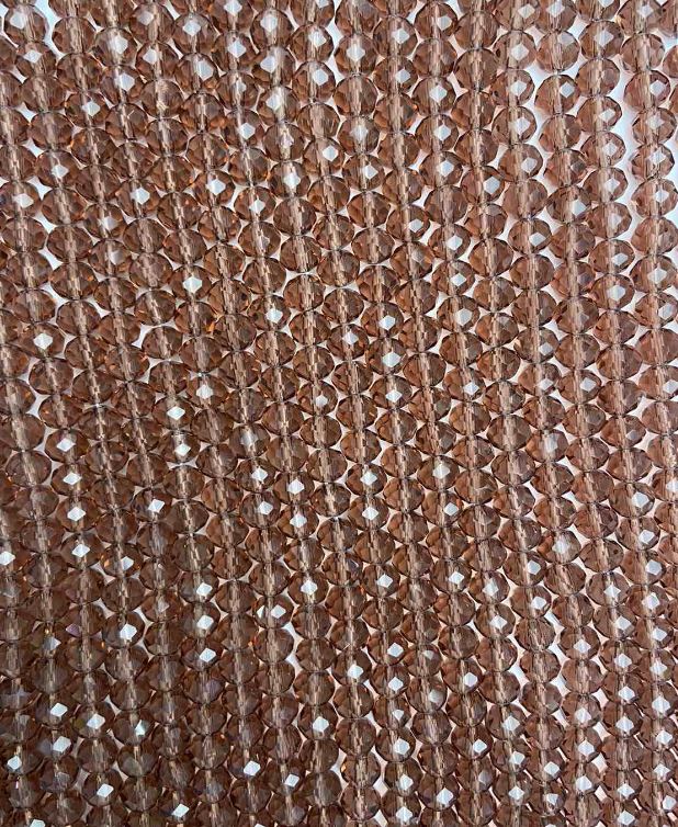 Beads of Czech Crystal on beading thread, brown transparent faceted rondel, diameter 6x5 mm, length 40-42 cm + -