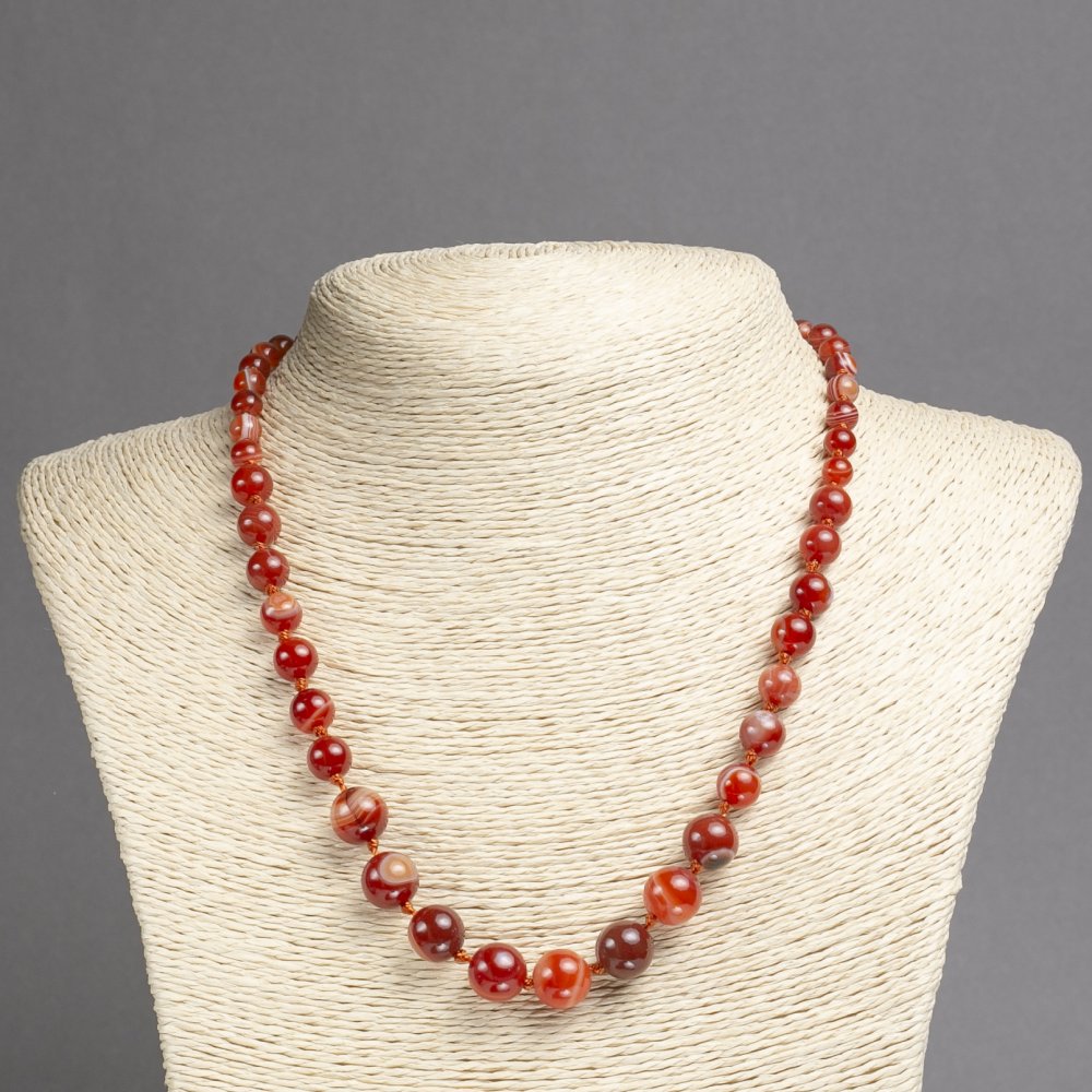 Beaded necklace from natural orange agate, smooth beads, diameter 6-10 mm ±, length 45 cm ±