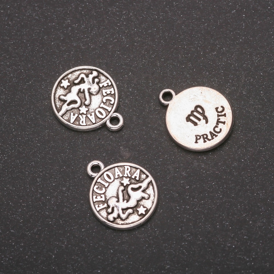 Pendant findings Zodiac Virgo, 12 mm diameter, packaging 20 g +/- 20 pcs