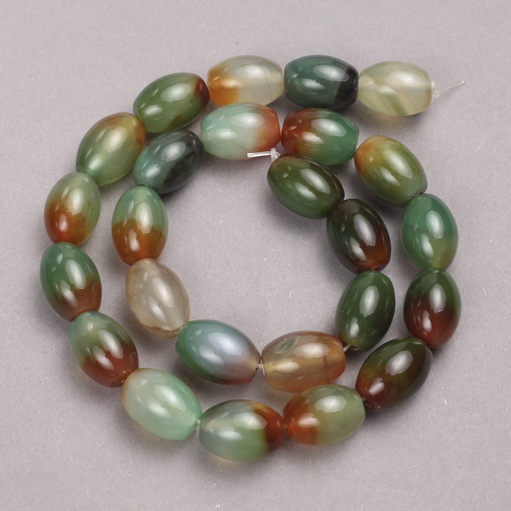 Beads of Brazilian Agate on Cord, Smooth Oval, 16×12 mm, 38 cm Length