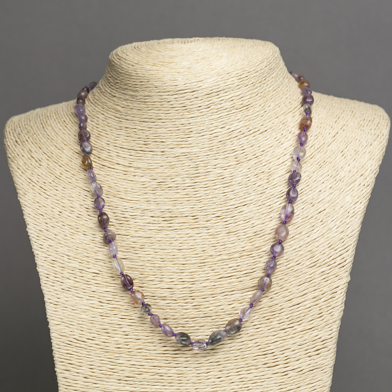 Ametrine natural stone necklace with faceted beads, 7×5 mm diameter, 45 cm length