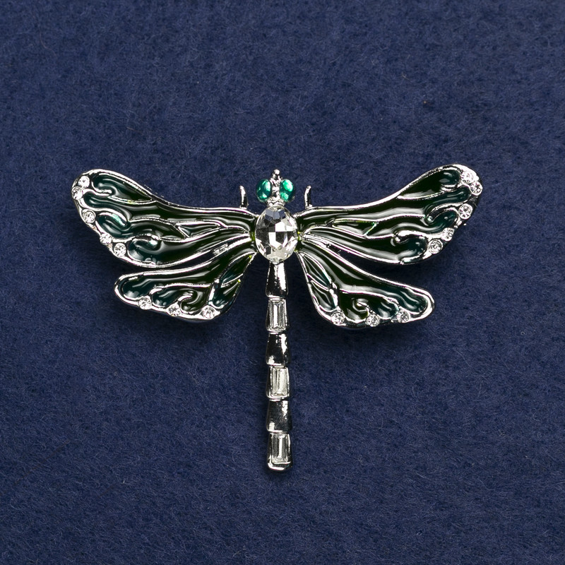 Brooch Butterfly silver metal, enamel and crystals 44x60mm +