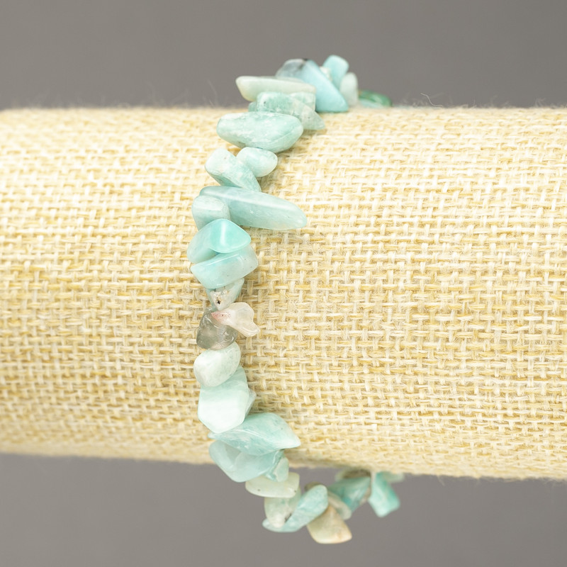 Elastic bracelet with natural amazonite chips, 7mm diameter+