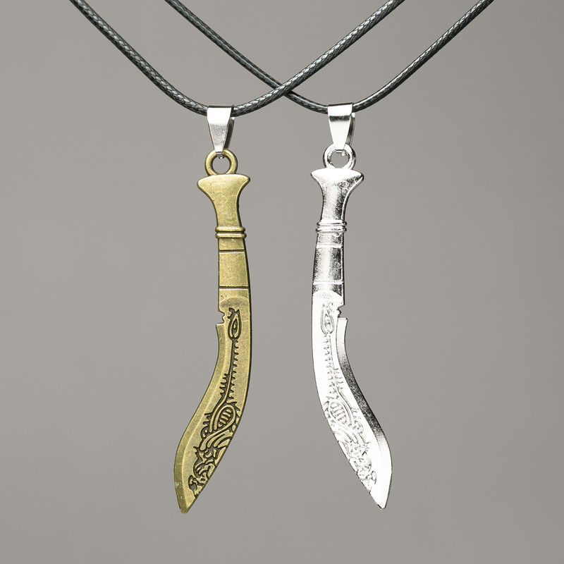 Pair of Machete Pendants on a Cord 75x14 mm, + -, length 45-50 cm