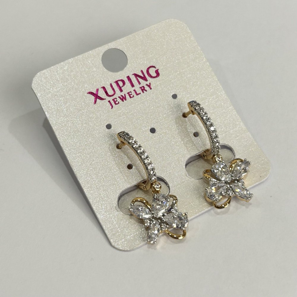 Earrings Xuping 18K Gold Plating with White Crystals