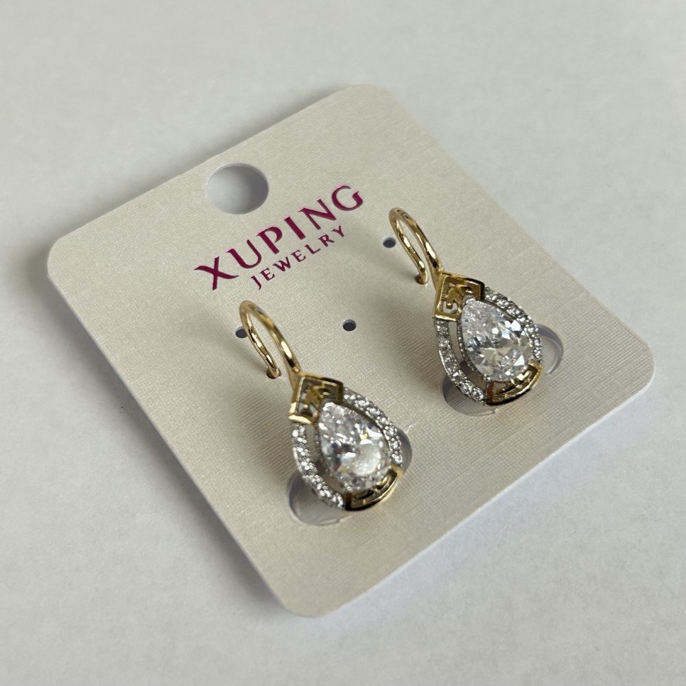 Xuping Earrings in 18K Gold Plating Rhodium with White Crystals