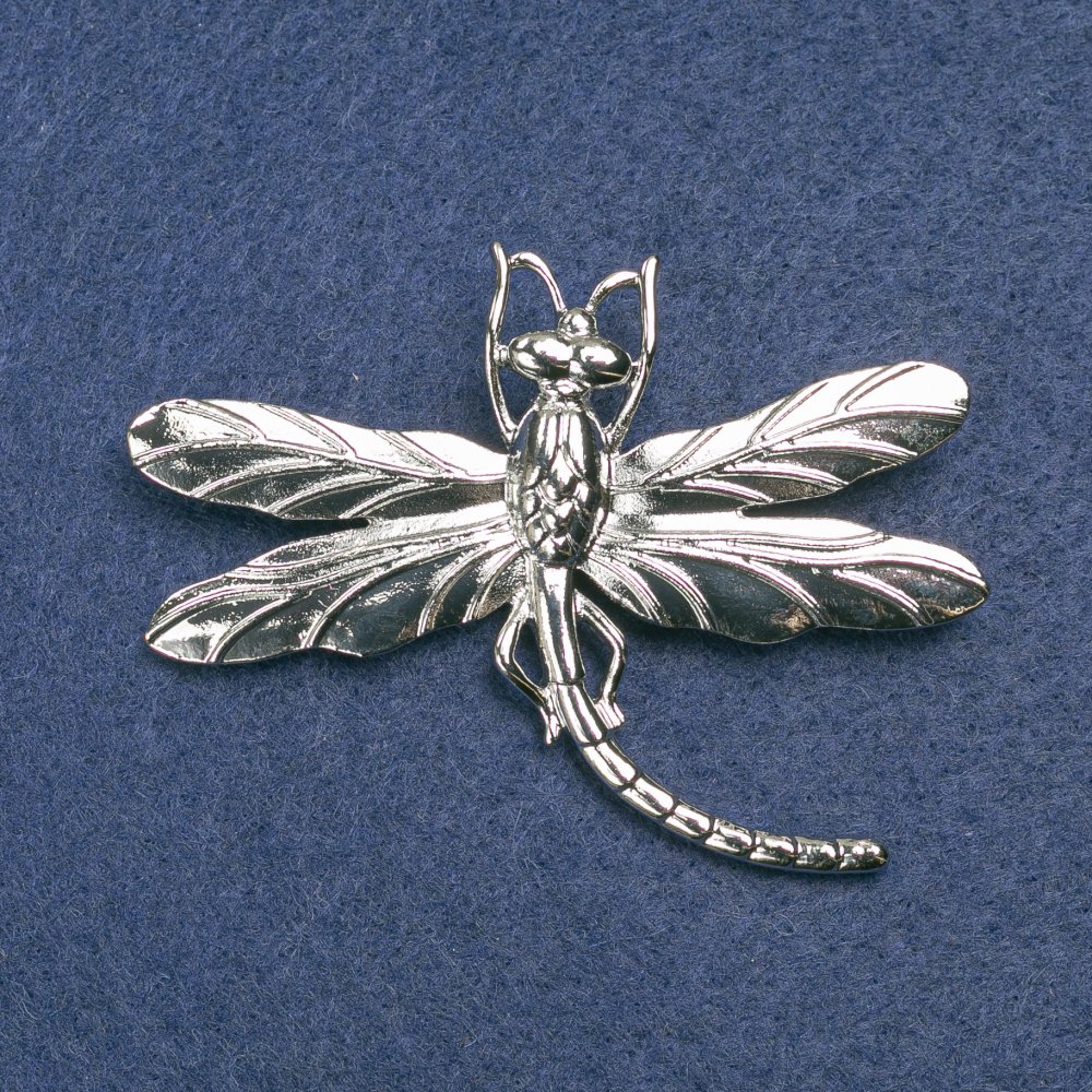 Dragonfly Brooch in Silver Metal 75×55 mm +