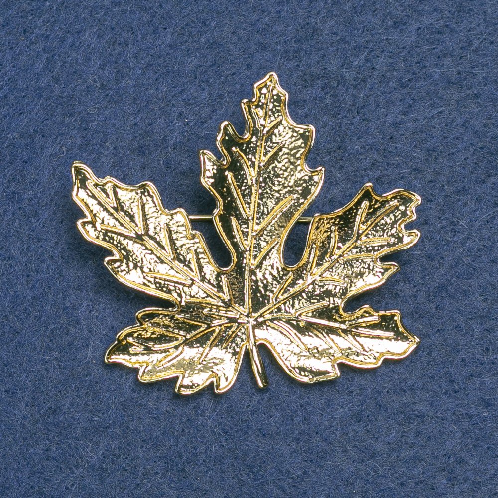 Brooch Maple Leaf Golden Metal 42×47 mm +