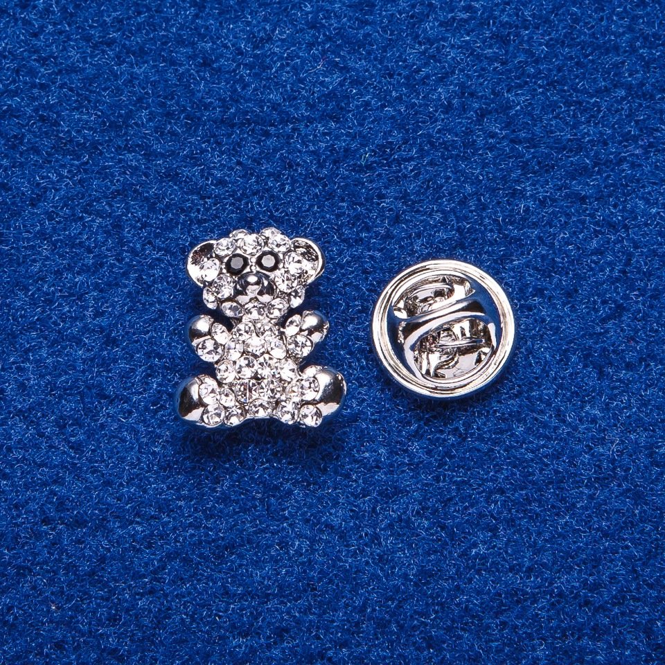 Screw-back brooch 'Mouse' silver metal 1.6 x 1.3 cm
