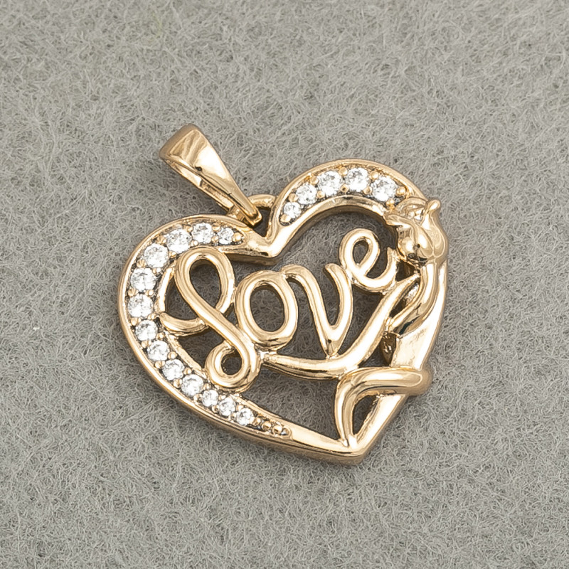 Xuping Pendant 18K Gold Plated Heart with White Crystals, 24×20 mm +