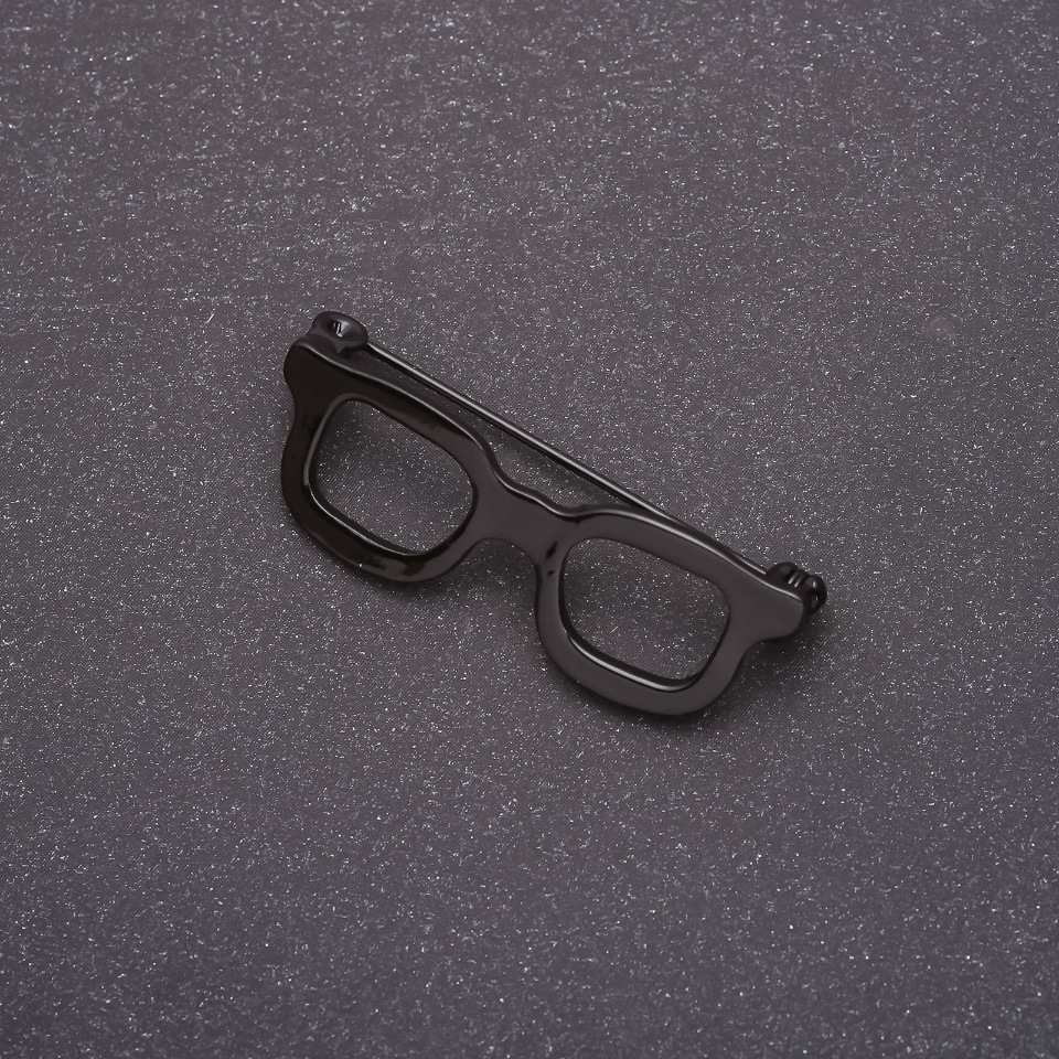 Brooch 'Mini Black Glasses' 42x15mm