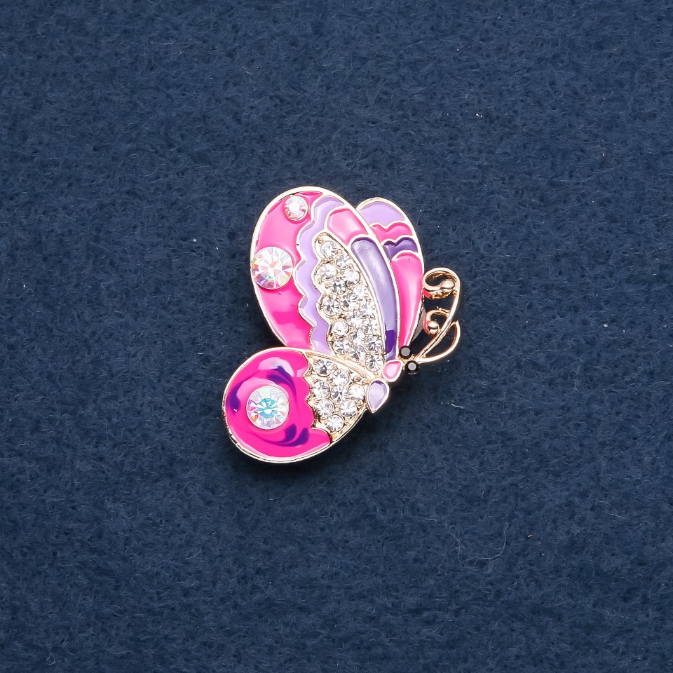 Brooch 'Butterfly' pink enamel 39×30 mm metal color 'gold'