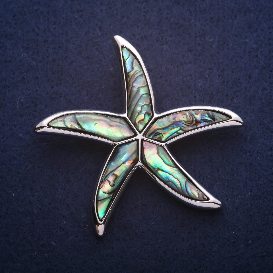 Brooch-Pendant Sea Star with Chalcedony 53×53mm