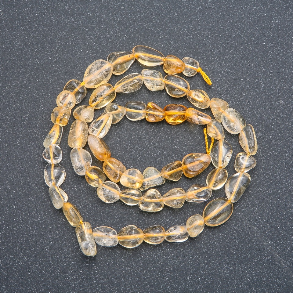 Citrine barrel beads on a string, natural stone, 8x6 mm, length 42 cm +