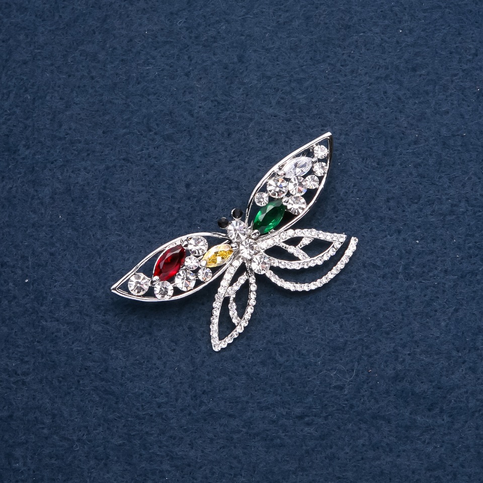 Brooch 'Butterfly' 60x30mm, metal color 'silver'