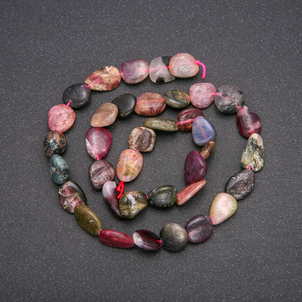 Faceted natural tourmaline beads, 10×13 mm, 38 cm length