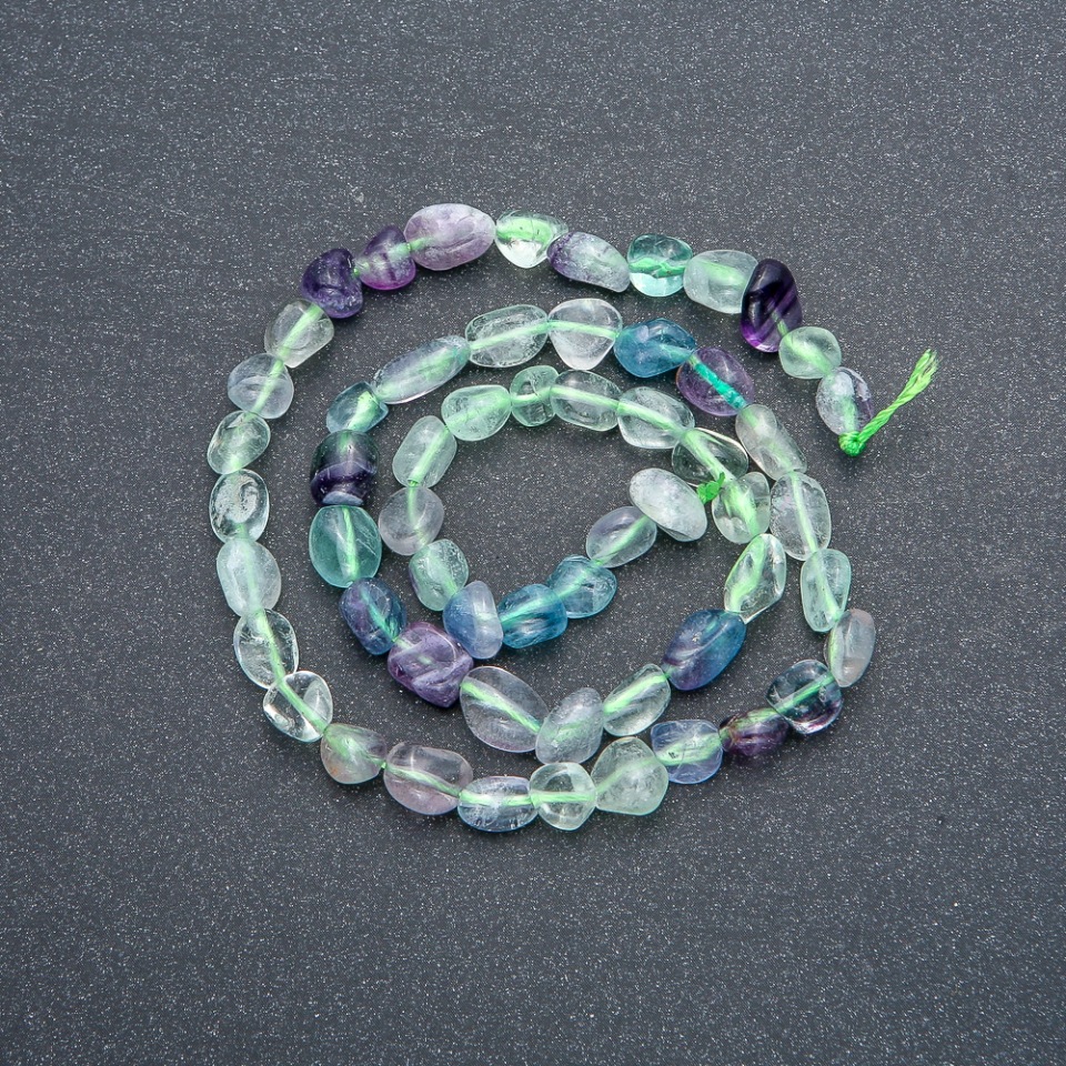 Beads on a thread of natural fluorite - oval shape, 8x6 mm, length 39 cm +