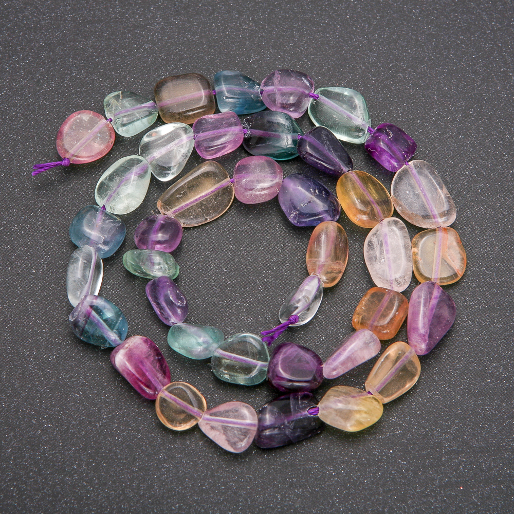 Beads on a thread of natural fluorite, diameter approx. 7–10 mm, length 40 cm