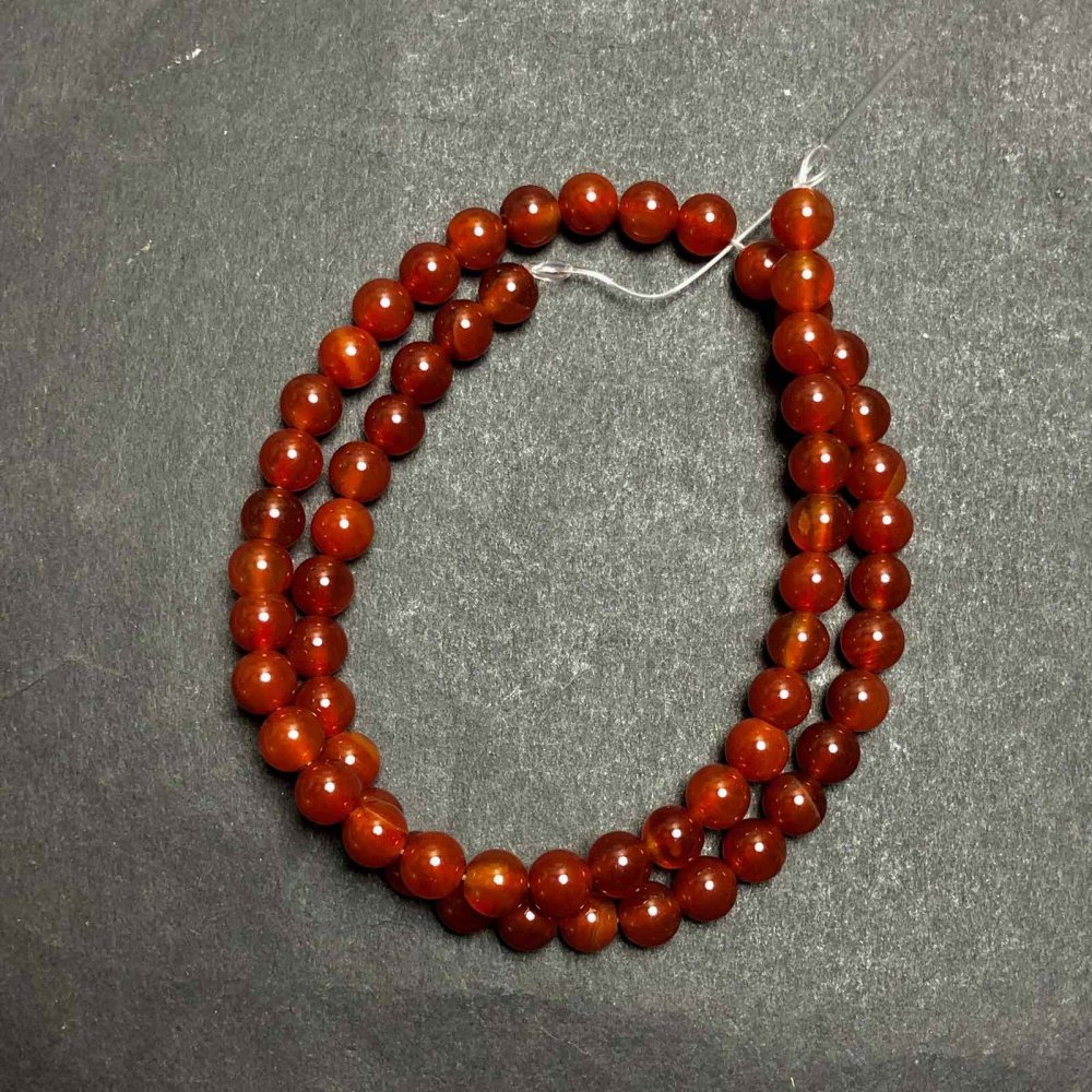 Carnelian beads, smooth round beads, thread, 6mm diameter, 38cm length (±)