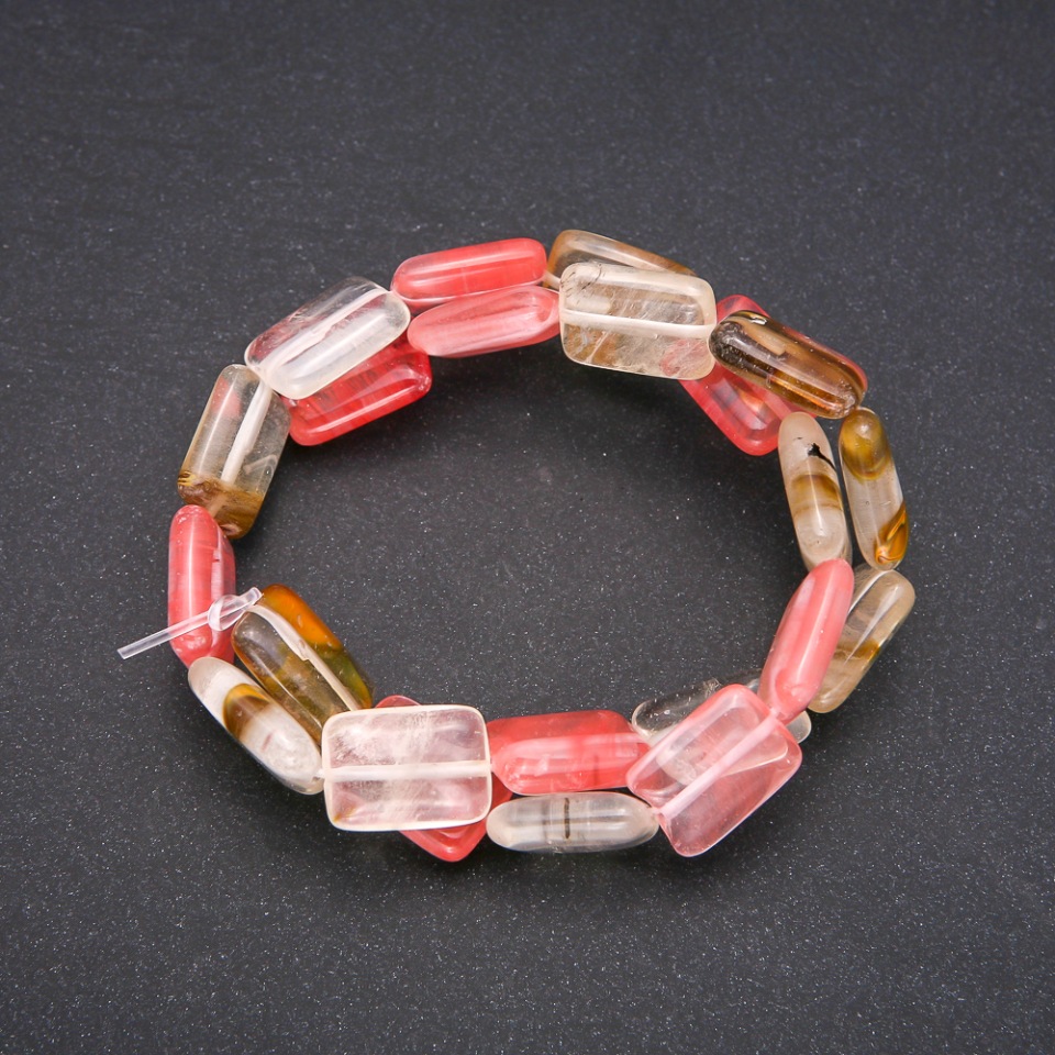 Natural chalcedony beads, rectangular shape, 13x18 mm (±), length 38 cm (±)