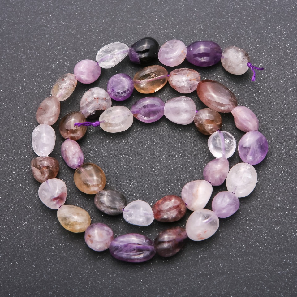 Faceted Amethyst Beads on a String, Natural Amethyst Gem, Diameter 9 (+/-) mm, Length 38 cm